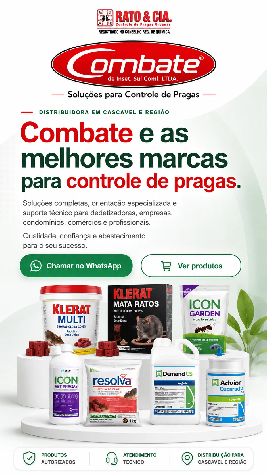 Combate distribuidora em Cascavel e região - produtos para controle de pragas